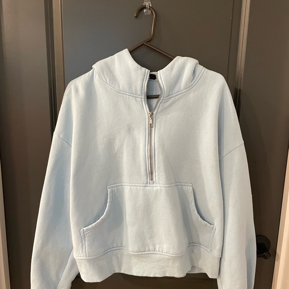 Light Blue Half-Zip Hoodie